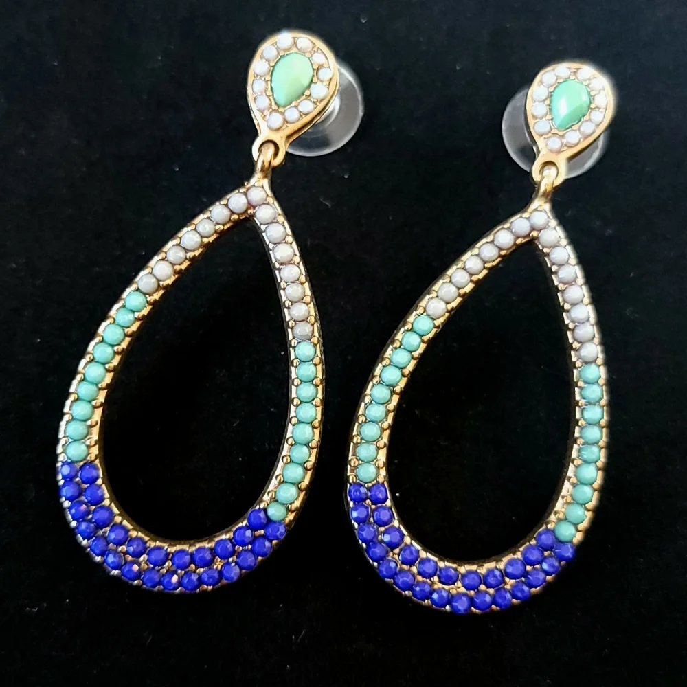 Teardrop Chandelier Rhinestone Dangle Hoop Earrings